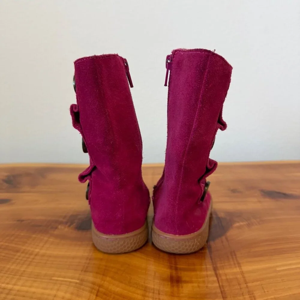 Livie & Luca Marchita Tiempo Pink Fuchsia Leather Suede Boots Girls Size 7